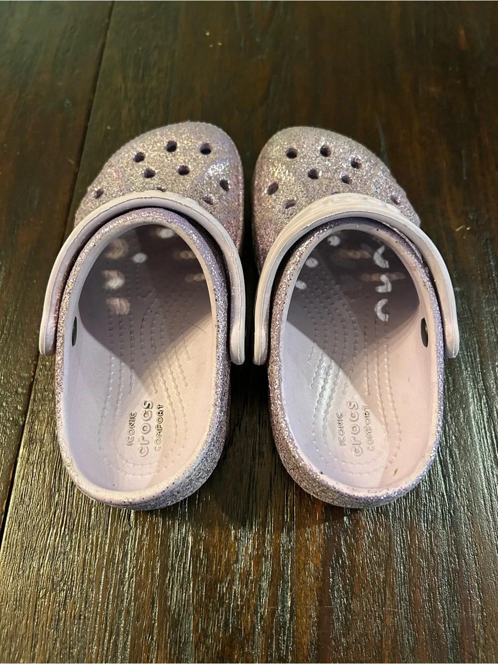 Crocs Baya Mixed Glitter Clog Girls Slip-On Clogs - Lavender Sparkle